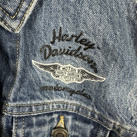 Harley Davidson Zip Off Sleeve Denim Jacket S Indigo Wash Hoodie Milwaukee, WI - Picture 2 of 13